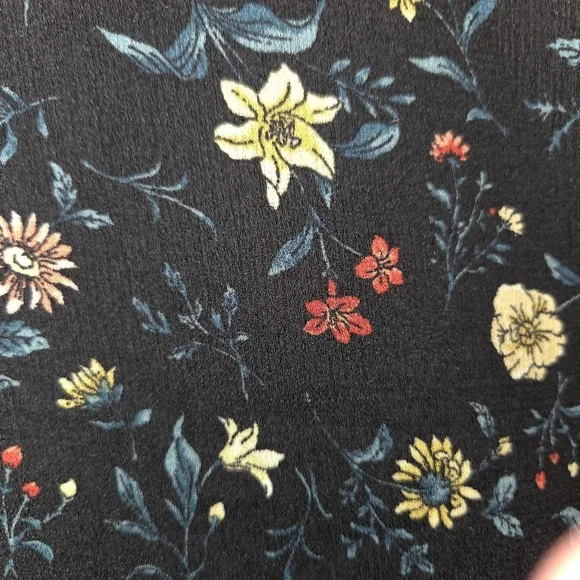 Xhilaration Black Floral Ruffle Dress Women's Medium Keyhole Neck Flared Sleeve - Picture 5 of 10